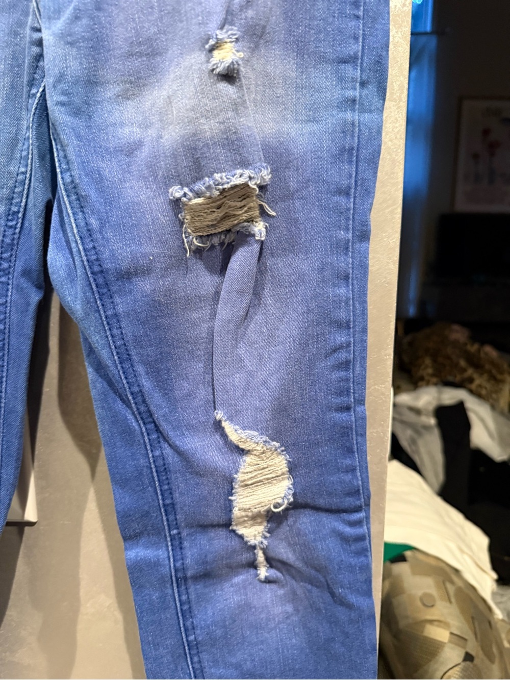 Women’s Distressed Blue Ripped Jeans - Picture 2 of 8